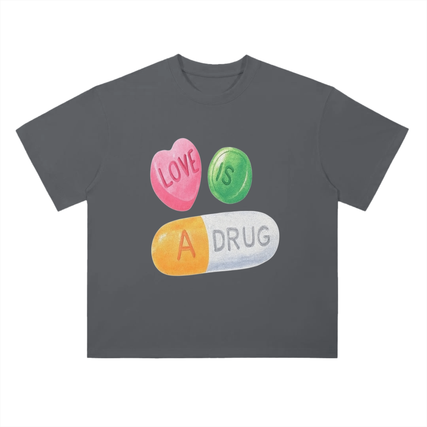 Love Is A Drug - Drop Shoulder T-Shirt - 300 GSM