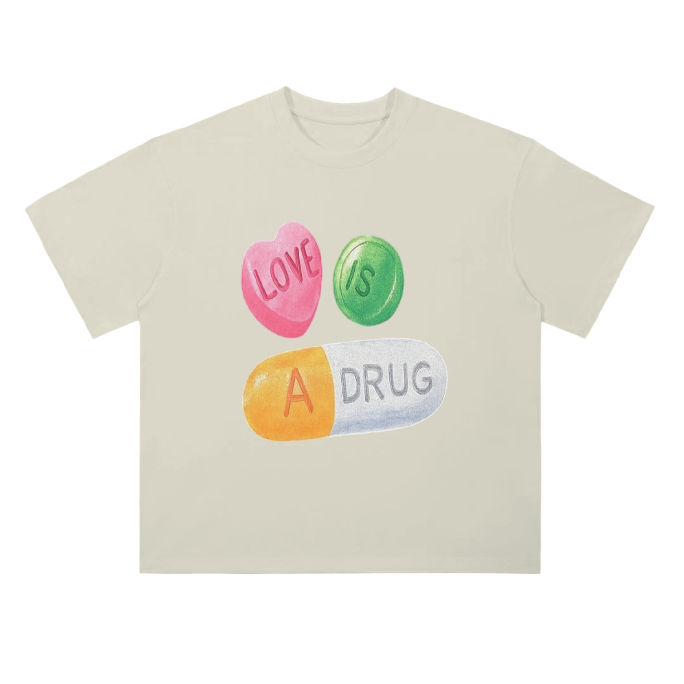 Love Is A Drug - Drop Shoulder T-Shirt - 300 GSM
