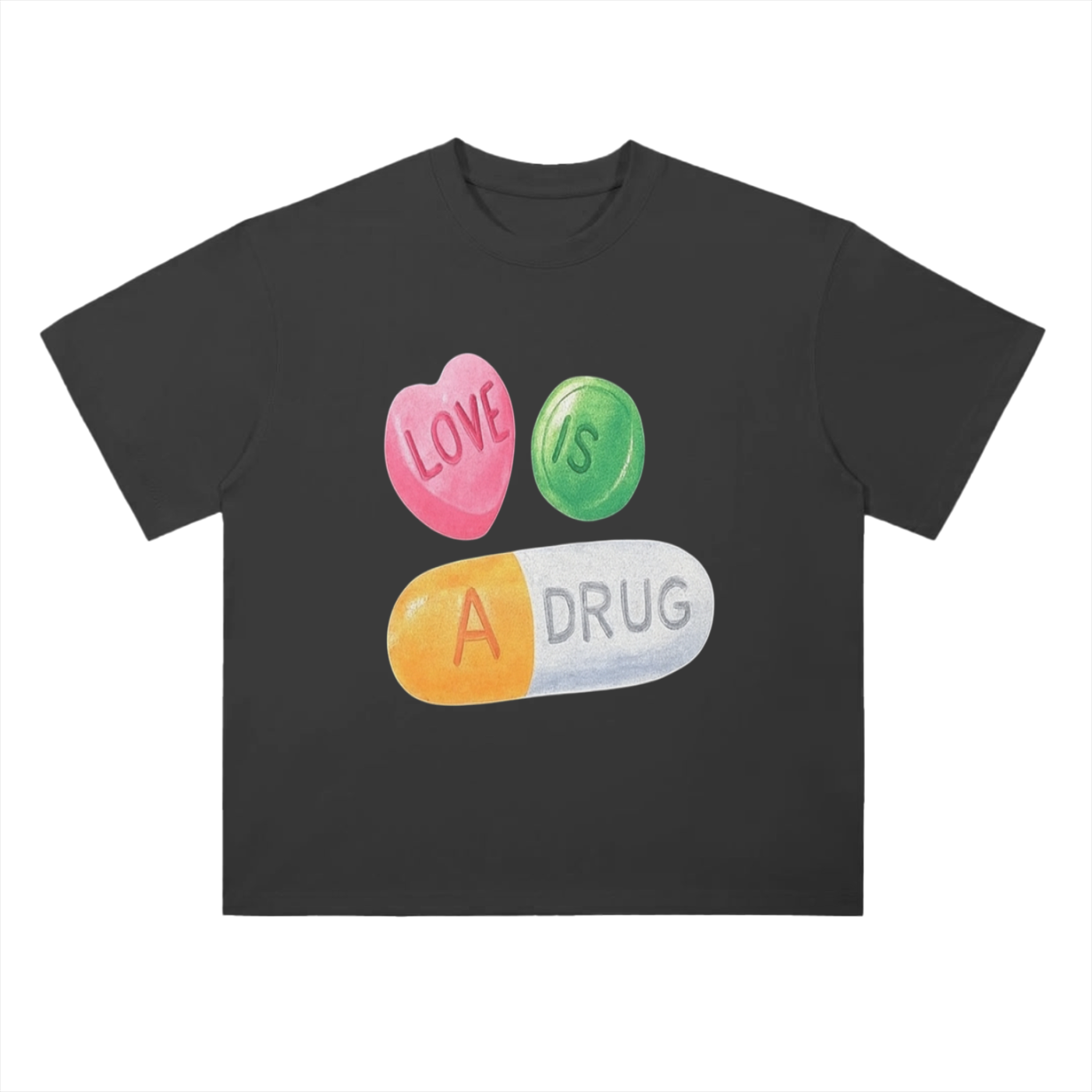 Love Is A Drug - Drop Shoulder T-Shirt - 300 GSM